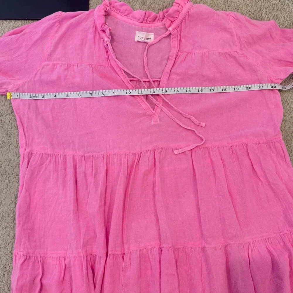 HONORINE Hibiscus Giselle Midi Dress Womens Pink Cotton Gauze Tiered Size M - Picture 7 of 8